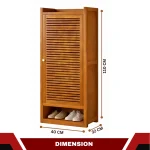 SINGLE DOOR BAMBOO WOOD SHOE RACK - 8 TIER SHOE CABINET - Image 2