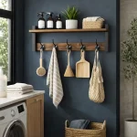 KEY HOLDER, RUSTIC WOOD COAT HANGER , TOP SHELF WITH 5 HOOKS - Image 3