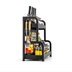 CARBON STEEL KITCHEN COUNTERTOP ORGANIZER – BLACK RUST-RESISTANT COUNTERTOP & WALL MOUNT RACK WITH CUTTING BOARD HOLDER AND HOOKS - Image 7