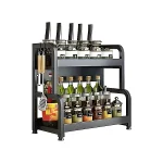 CARBON STEEL KITCHEN COUNTERTOP ORGANIZER – BLACK RUST-RESISTANT COUNTERTOP & WALL MOUNT RACK WITH CUTTING BOARD HOLDER AND HOOKS - Image 3