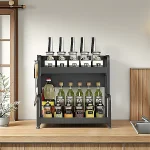 CARBON STEEL KITCHEN COUNTERTOP ORGANIZER – BLACK RUST-RESISTANT COUNTERTOP & WALL MOUNT RACK WITH CUTTING BOARD HOLDER AND HOOKS - Image 2