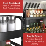 kitchen organizer rack, carbon steel kitchen rack, wall mounted kitchen rack, black kitchen organizer in Sri Lanka, kitchen rack with cutting board holder, spoon holder kitchen rack, rust resistant kitchen rack, heavy duty kitchen organizer, countertop kitchen storage, racks.lk kitchen accessories