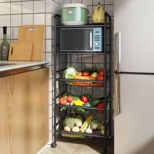 5 tier basket storage microwave trolley cart kitchen storage rack