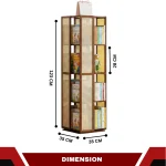 BAMBOO ROTATABLE BOOK RACK - 4 TIER BOOKCASE WITH TOP STORAGE SPACE - Image 2