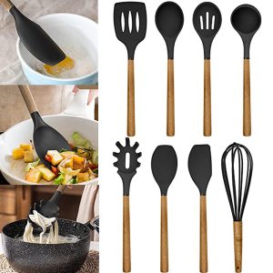 Black silicone spatula spoon set