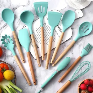 Green spoon spatula spoon set