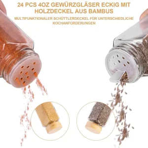SPICE SEASONING BOTTLE, SPICE BOTLLE, SPICE ORGANIZING BOTTLE WITH BAMBOO LID, 120 ML BOTTLE, 15 PCS PER PACK