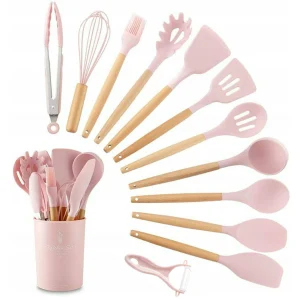 Pink spoon spatula spoon set