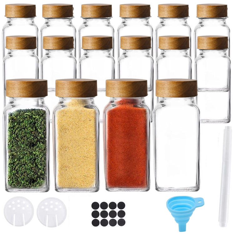 12/15pcs Glass Spice Jars with Bamboo Airtight Spice Organizer Containers  Seasoning 120ml Storage Bottles Kitchen Spice Jars Set