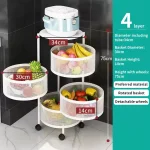 4 LAYER REVOLVING MULTI PURPOSE CART, OVAL SHAPE 4 TIER TROLLEY, WHITE COLOUR