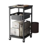 3 TIER CART FOR LIVING ROOM, OFFICE STORAGE RACKS, 3 LAYER TROLLEY WITH DUSTBIN