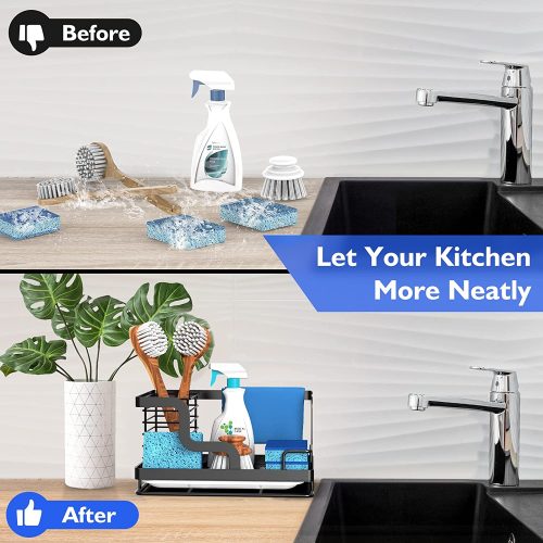 KITCHEN-SINK-CADDY-ORGANIZER-WITH-WATER-DRAIN-TRAY-SPONGE-BRUSH-RUG-AND-TOWEL-HOLDER