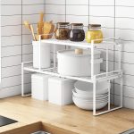 UNDER CABINET SHELF STORAGE RACK, COUNTERTOP STORAGE SHELF, SMALL SIZE, WHITE COLOUR