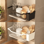 WALL MOUNT VEGETABLE AND FRUIT DRAIN RACK HEAVY DUTY KITCHEN STORAGE, WITH CHOPSTICK HOLDER