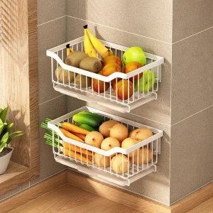 WALL MOUNT VEGETABLE AND FRUIT DRAIN RACK HEAVY DUTY KITCHEN STORAGE, WITH CHOPSTICK HOLDER