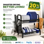 2 TIER DISH RACK, WITH UTENSIL HOLDER AND CUTTING BOARD HOLDER, KITCHEN COUNTERTOP