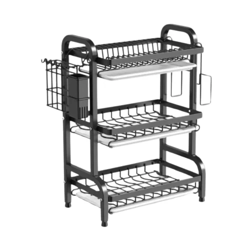 3 TIER DISH RACK, WITH UTENSIL HOLDER AND CUTTING BOARD HOLDER