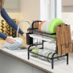 2 TIER DISH RACK, WITH UTENSIL HOLDER AND CUTTING BOARD HOLDER