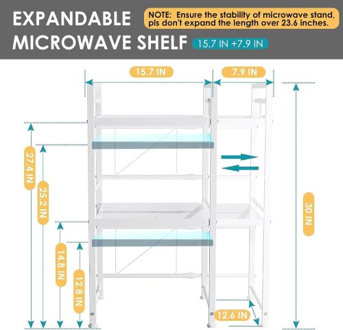 DOUBLE LAYER MICROWAVE OVEN RACK, ADJUSTABLE OVEN RACK, 2 TIER OVEN RACK, WHITE COLOUR