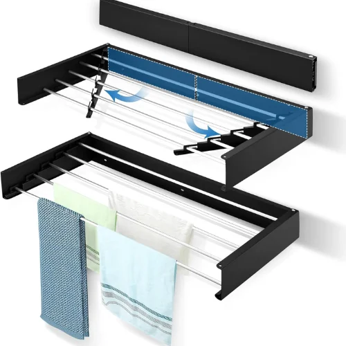 WALL MOUNTED FLEXIBLE CLOTH DRYING RACK, CLOTH DRYING RACK FOR SMALL SPACE