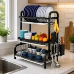 3 TIER DISH RACK, WITH UTENSIL HOLDER AND CUTTING BOARD HOLDER, KITCHEN COUNTERTOP - Image 6