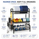 3 TIER DISH RACK, WITH UTENSIL HOLDER AND CUTTING BOARD HOLDER, KITCHEN COUNTERTOP - Image 3