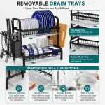 2 TIER DISH RACK, WITH UTENSIL HOLDER AND CUTTING BOARD HOLDER, KITCHEN COUNTERTOP - Image 7