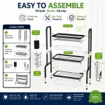 3 TIER DISH RACK, WITH UTENSIL HOLDER AND CUTTING BOARD HOLDER, KITCHEN COUNTERTOP - Image 8