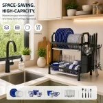 2 TIER DISH RACK, WITH UTENSIL HOLDER AND CUTTING BOARD HOLDER, KITCHEN COUNTERTOP - Image 5