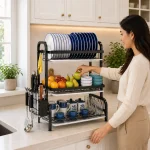 3 TIER DISH RACK, WITH UTENSIL HOLDER AND CUTTING BOARD HOLDER, KITCHEN COUNTERTOP - Image 5