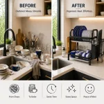 2 TIER DISH RACK, WITH UTENSIL HOLDER AND CUTTING BOARD HOLDER, KITCHEN COUNTERTOP - Image 6