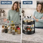 2 TIER TURNTABLE ROTATING SPICE RACK, STAINLESS STEEL RACK, FOR KITCHEN CUPBOARD AND COUNTERTOP - Image 7