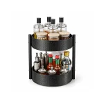 2 TIER TURNTABLE ROTATING SPICE RACK, STAINLESS STEEL RACK, FOR KITCHEN CUPBOARD AND COUNTERTOP - Image 2