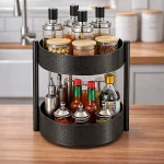 2 TIER TURNTABLE ROTATING SPICE RACK, STAINLESS STEEL RACK, FOR KITCHEN CUPBOARD AND COUNTERTOP - Image 9