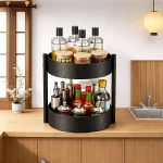 2 TIER TURNTABLE ROTATING SPICE RACK, STAINLESS STEEL RACK, FOR KITCHEN CUPBOARD AND COUNTERTOP - Image 3