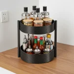 2 TIER TURNTABLE ROTATING SPICE RACK, STAINLESS STEEL RACK, FOR KITCHEN CUPBOARD AND COUNTERTOP