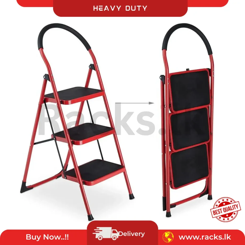 3 LAYER MULTIFUNCTIONAL LADDER, WITH SAFETY GUARD HANDLE, NON SLIP FOOT PAD STEP LADDER