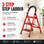 3 LAYER MULTIFUNCTIONAL LADDER, WITH SAFETY GUARD HANDLE, NON SLIP FOOT PAD STEP LADDER