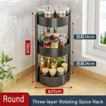 3 TIER TURNTABLE ROTATING SPICE RACK, STAINLESS STEEL RACK, FOR KITCHEN CUPBOARD AND COUNTERTOP