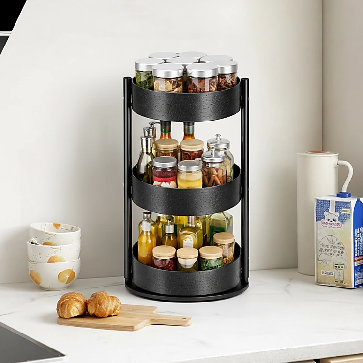 3-TIER-TURNTABLE-ROTATING-SPICE-RACK-STAINLESS-STEEL-RACK-FOR-KITCHEN-CUPBOARD-AND-COUNTERTOP-6-1 3 TIER TURNTABLE ROTATING SPICE RACK, STAINLESS STEEL RACK, FOR KITCHEN CUPBOARD AND COUNTERTOP - Image 1