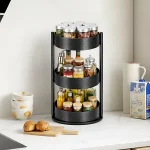 3 TIER TURNTABLE ROTATING SPICE RACK, STAINLESS STEEL RACK, FOR KITCHEN CUPBOARD AND COUNTERTOP