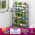 4-TIER METAL PLANT STAND – DARK GREY INDOOR & OUTDOOR PLANT SHELF – MULTI-TIER FLOWER POT HOLDER & SHOE RACK FOR BALCONY, GARDEN, LIVING ROOM