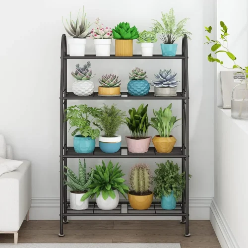 4 Tier Metal Plant Stand in Sri Lanka, 4 Tier Metal Plant Stand in Sri Lanka, indoor plant stand, balcony flower rack Sri Lanka, shoe rack stand, metal plant shelf, garden rack Sri Lanka, dark grey metal shelf