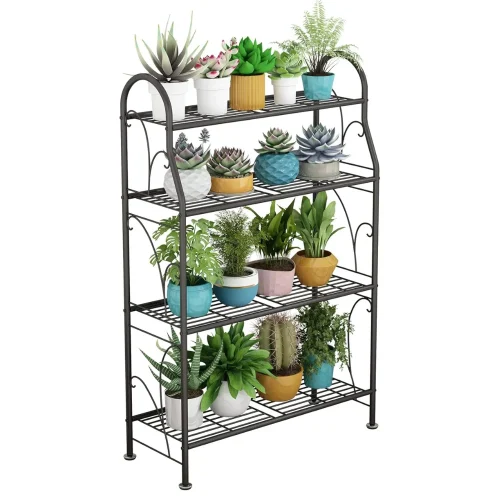 4 Tier Metal Plant Stand in Sri Lanka, 4 Tier Metal Plant Stand in Sri Lanka, indoor plant stand, balcony flower rack Sri Lanka, shoe rack stand, metal plant shelf, garden rack Sri Lanka, dark grey metal shelf