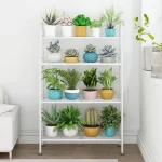 4 TIER METAL PLANT STAND – WHITE FLOWER DISPLAY RACK FOR INDOOR BALCONY, LIVING ROOM, OR SHOE STORAGE