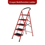 5 LAYER MULTIFUNCTIONAL LADDER, WITH SAFETY GUARD HANDLE, NON SLIP FOOT PAD STEP LADDER