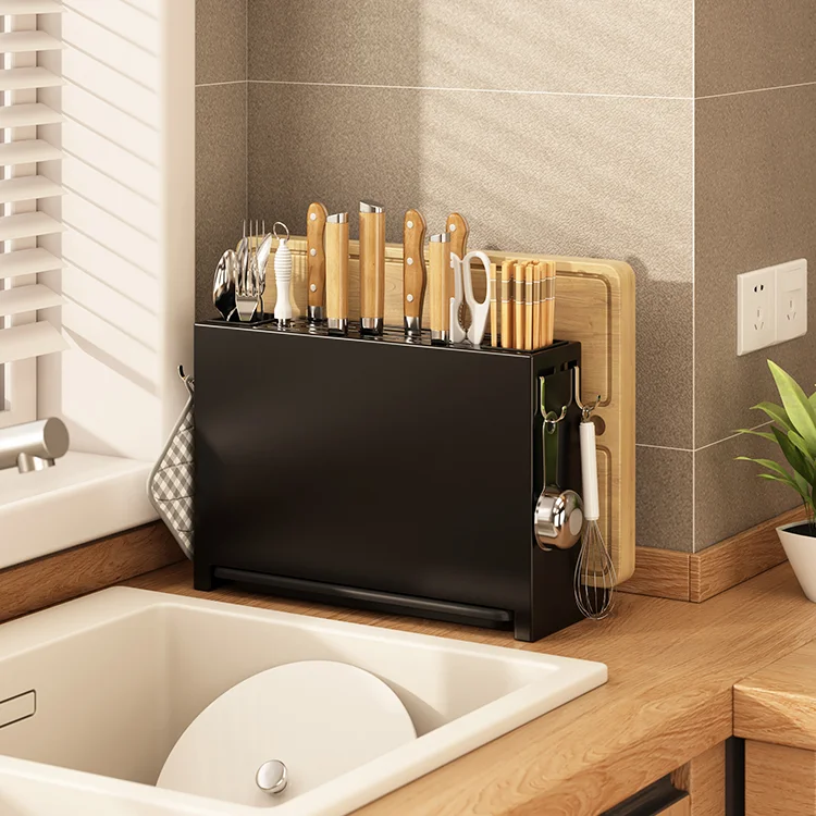 COUNTERTOP-KNIFE-HOLDER STYLISH KITCHEN UTENSIL HOLDER, COUNTERTOP KITCHEN ORGANISER FOR KNIFE, SPOON, CUTTING BOARD HOLDER - Image 1
