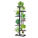 FLOWER POT STAND, INDOOR FLOWER POT HOLDER, 7 LAYER PLANT STAND, GARDEN DISPLAY RACK, BLACK COLOUR