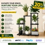 FLOWER POT STAND, INDOOR FLOWER POT HOLDER, 7 LAYER PLANT STAND, GARDEN DISPLAY RACK, WHITE COLOUR