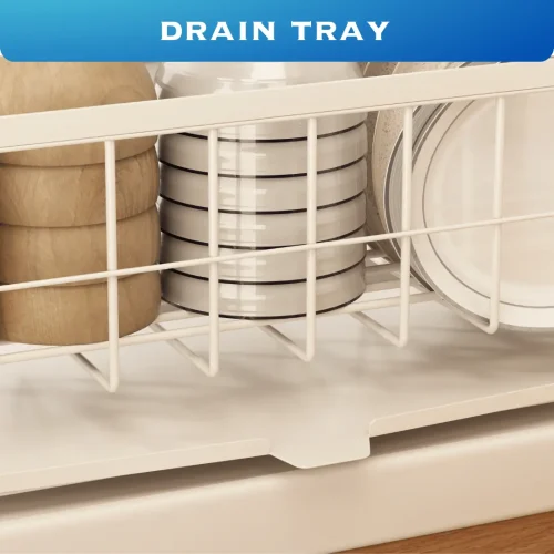 KITCHEN DISH RACK SLIM STYLE, WITH SPOON HOLDER & WATER DRAIN TRAY,